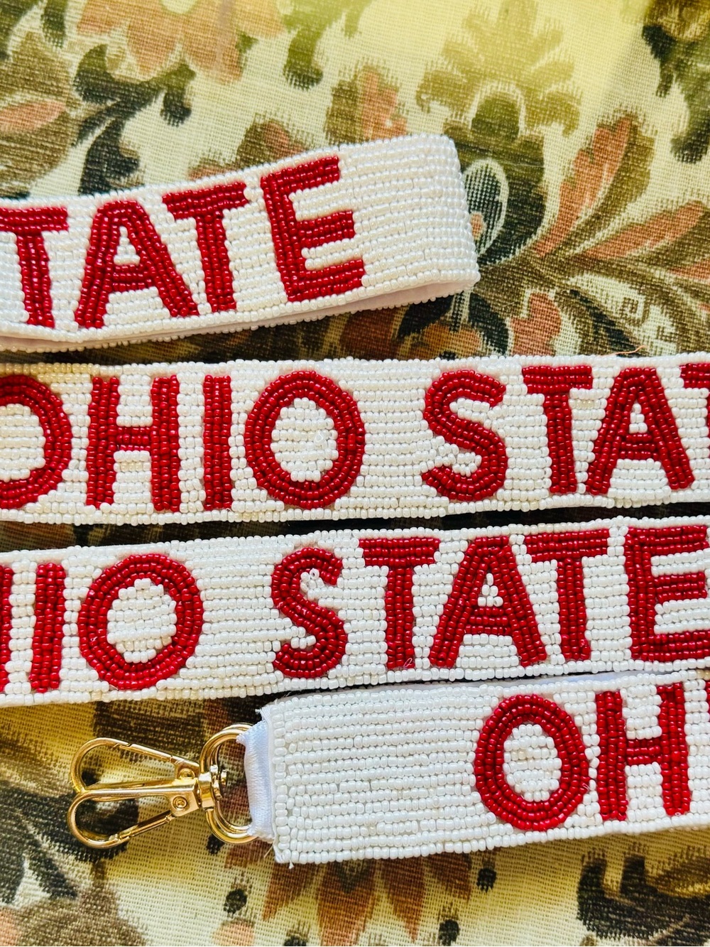 Ohio State Red & White Hand Beaded Purse Strap